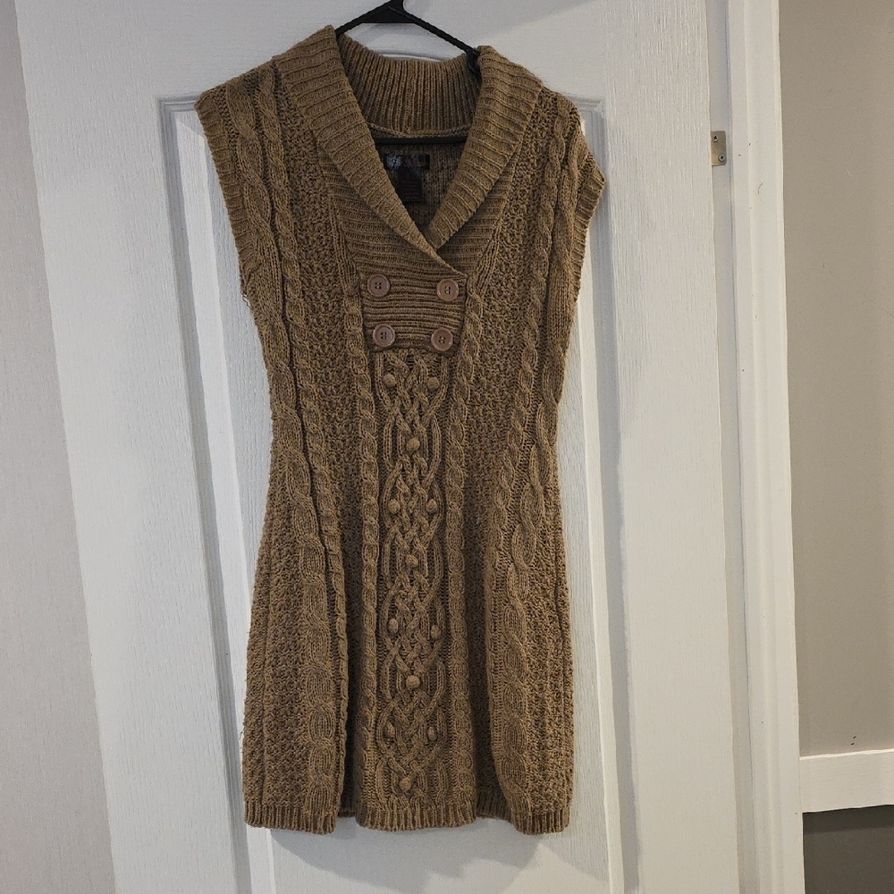 Cable Knit Tan Sweater Dress